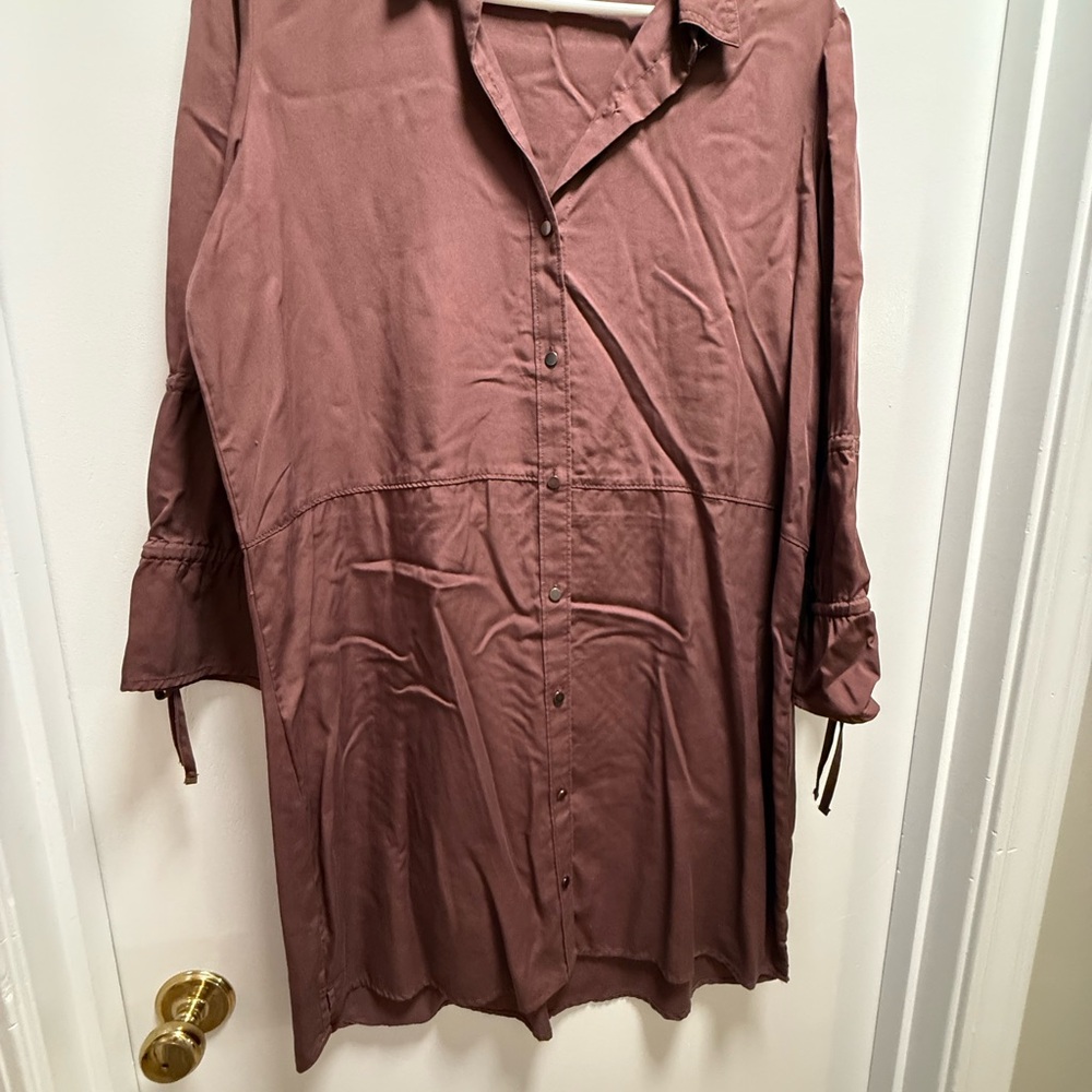 Mauve Button-Down Shirt Dress- Never Worn